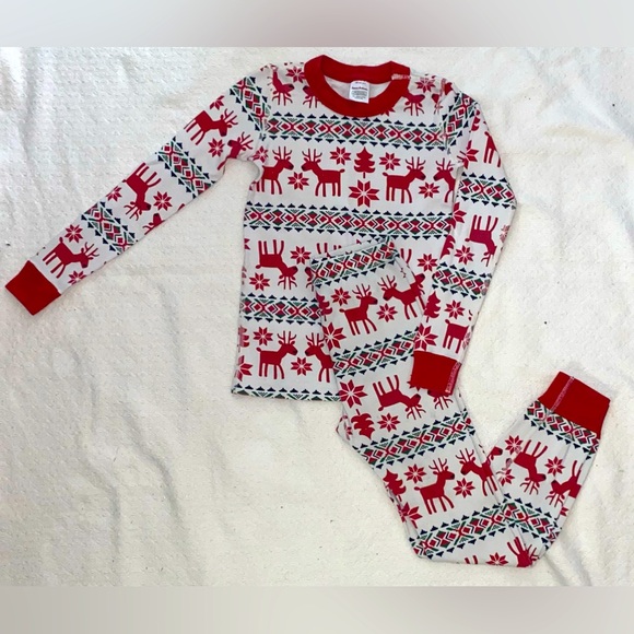 🎄 HANNA ANDERSSON 🎄 Christmas Long John Pajama Set Sz8 - Picture 1 of 5